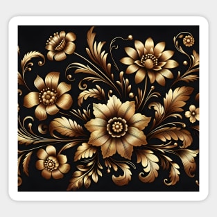 Gold Floral Illustration Sticker